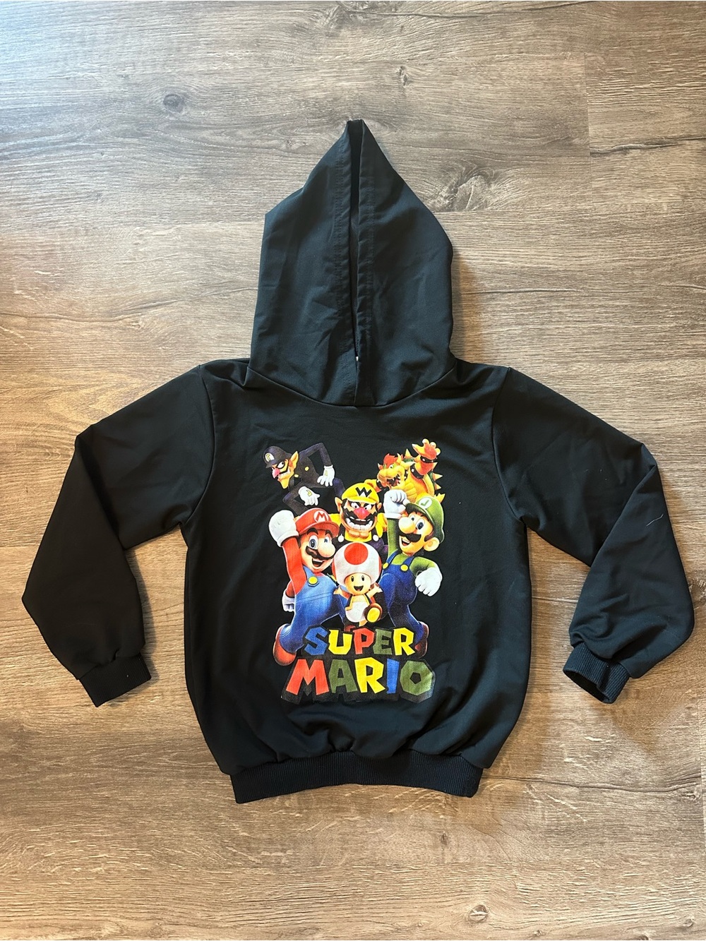 Thombase Super Mario Black Kids Hoodie - Graphic Pullover Sweatshirt 120
